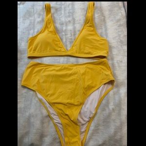 Cupshe Yellow Double V High Waisted Bikini NWT
